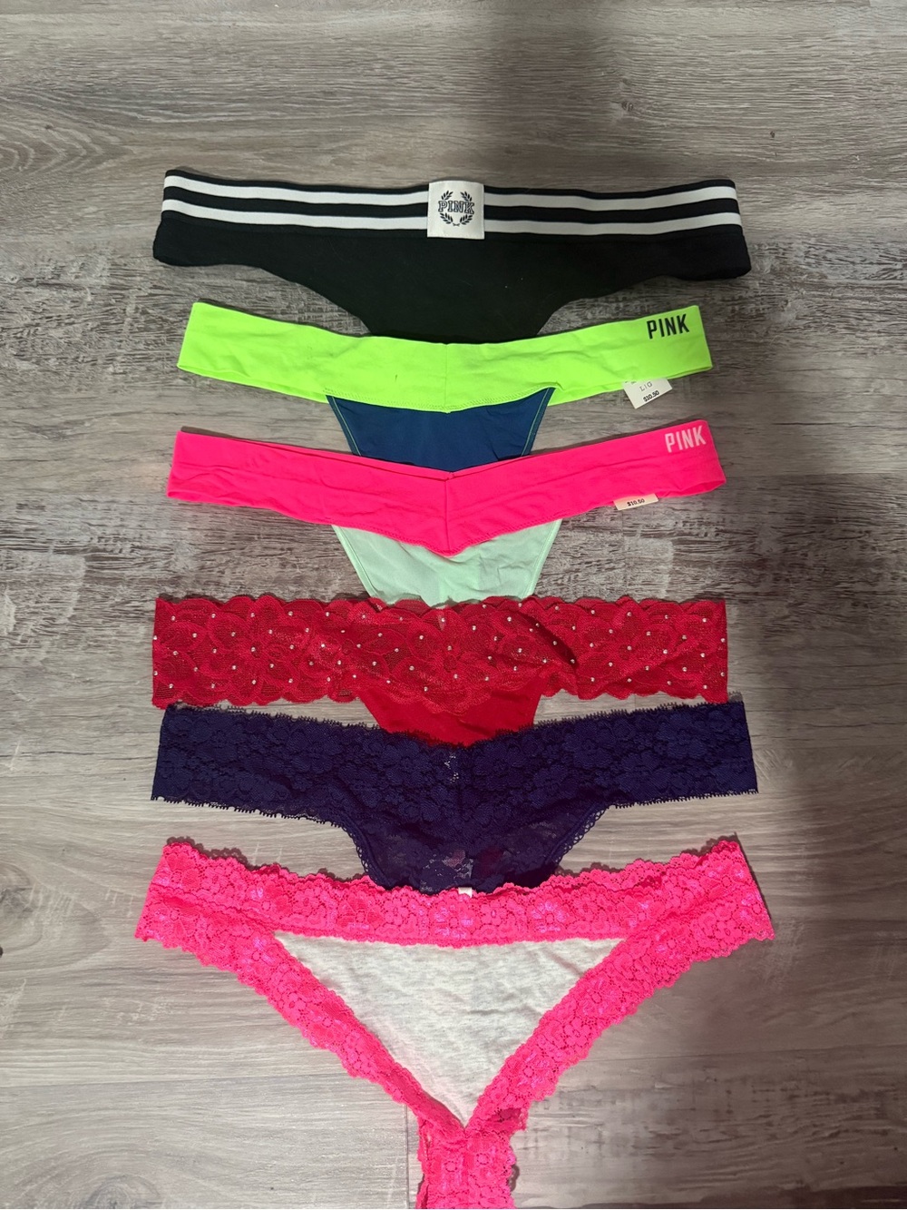 Victorias Secret PINK Neon & Lace Thong Pack - Multi Color